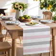 thumbnail image 2 of Table Runner 60 Inches Long for Kitchen Dining, Pink Grey Stripe Dresser Scarf Farmhouse, Dining Table Decorations for Wedding/Parties, Modern Farmhouse Vertical Striped 13 x 60 In, 2 of 8