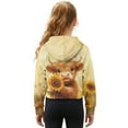 thumbnail image 2 of Xixirimido Yellow Highland Cow Sunflower Pattern Girls' Hoodies Sweatshirts with Pocket Half Zipper Pullover Crop Tops for Teen Girls Long Sleeve Sweater Size 9-10 Years, 2 of 7