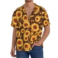 thumbnail image 1 of Balery Vintage Brown Plaid Sunflower Camisa Casual de Manga Corta con Botones para Hombre, Texturizada, Estilo Cubano, para Playa, Verano-X-Large, 1 of 5