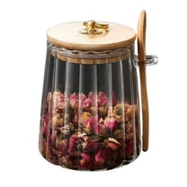 Djiypn Glass Jars with Bamboo Lids and Spoons, 23.5 oz Glass Storage Containers with Lids for Dry Food Storage Sugar, Coffee, Nuts, Cookie, Candy, Tea, Airtight Kitchen Canisters Spice Jars