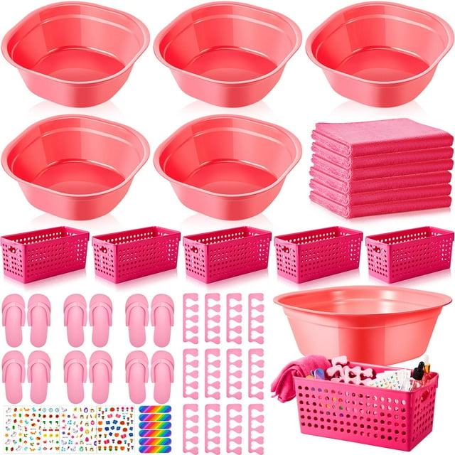 Kit de spa para pies para niños Mumufy, 6 juegos para fiestas de spa para niñas con toallas