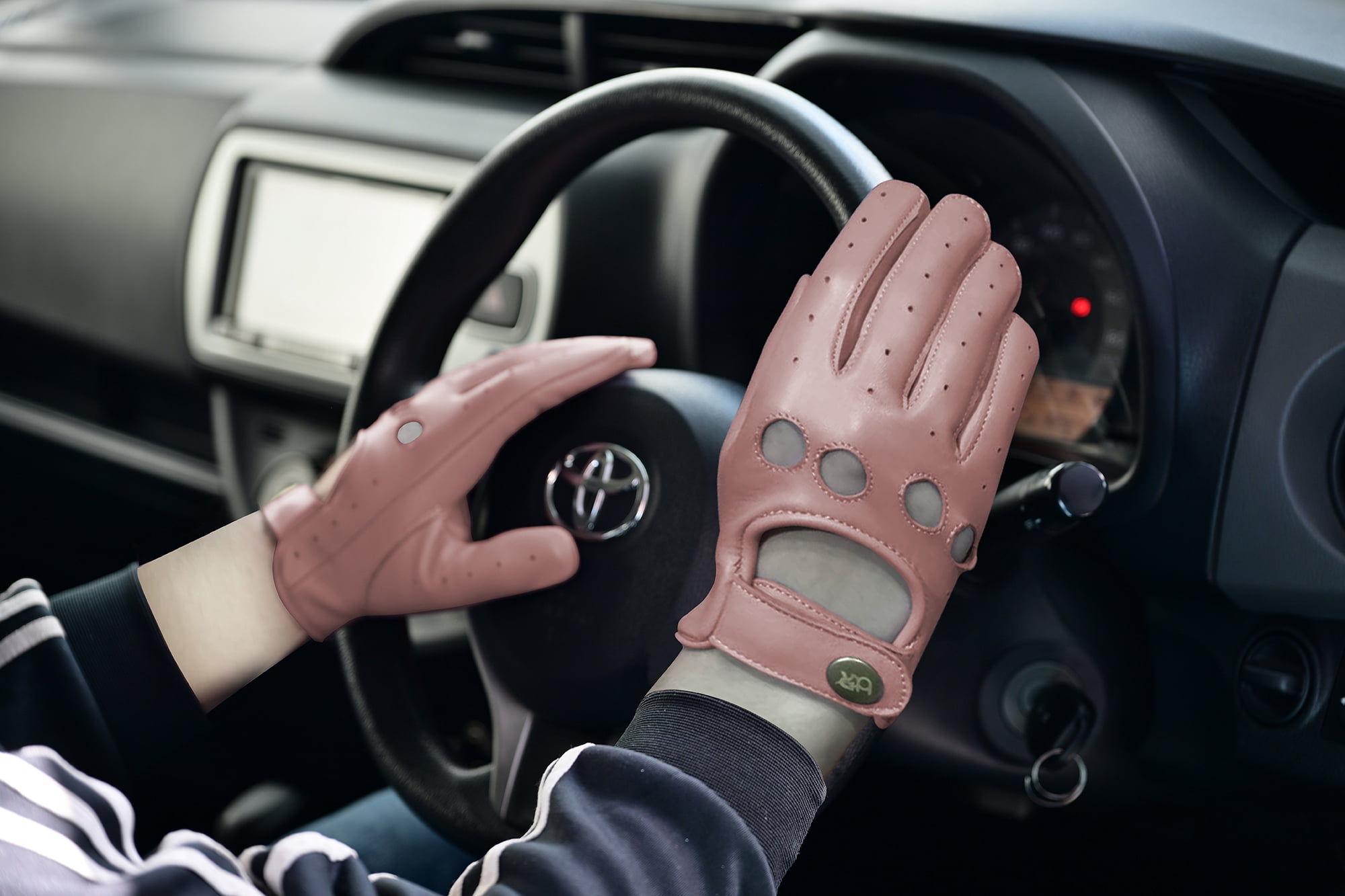 Women Leather Gloves Ladies Leather Driving Gloves Chauffeur 100% Genuine Lambskin Leather Gloves Full Finger Car Driving Motorcycle Bikers Riding Gloves Light Pink-S