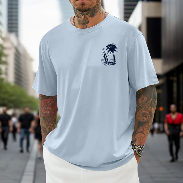 T-shirt Décontracté à Imprimé Graphique, Manches Courtes, Col Rond, pour Usage Quotidien, T-Shirt pour Homme à Coupe Confortable et
