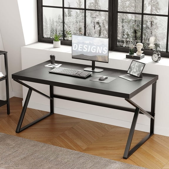 Black Oak 55 Inch Modern Industrial Home Office Computer Desk