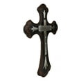 thumbnail image 3 of Large 19" H Faux Wooden Family Fleur De Lis French Lily Motif Wall Cross Decor, 3 of 8
