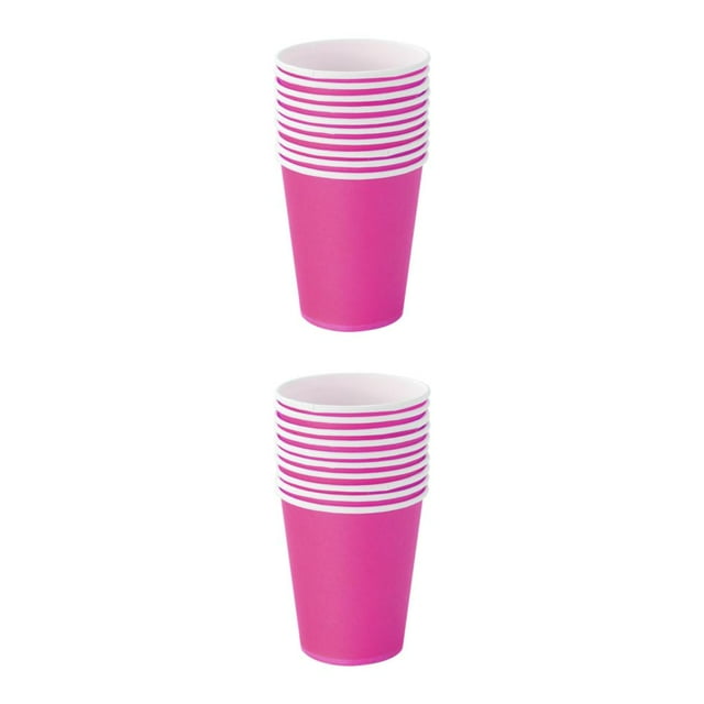 ZheElen 50pcs Vibrant Colors Party Paper Cups Odorless Scratch-proof Wide Application Wear-resistant Coffee rose red 2Set