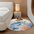 thumbnail image 3 of Sea Corals Turtle Round Living Room Rugs 7 ft, Summer Beach Sea Stars Linen Texture Washable Area Rug with Non-Slip Sturdy Edge Binding Round Carpet for Kitchen Office Bedroom, 3 of 9