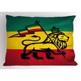 thumbnail image 1 of Rasta Pillow Sham Judah Lion with a Rastafari Flag King Jungle Reggae Theme Art Print, Decorative Standard Size Printed Pillowcase, 26 X 20 Inches, Black Green Yellow and Red, by Ambesonne, 1 of 2