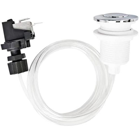 Hot Tub Air Switch 16A On Off Push Air Button Switch for Jetted Whirlpool Jet Bath Tub Spa Air Switch Air Activated Switch Button for Sink Top Garbage Disposal Part (1 Set, Polished Silver)