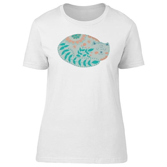 Adorable Floral Kitten Sleeping Tee Women's -Image by Shutterstock