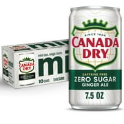 Canada Dry Zero Sugar Ginger Ale Soda Pop, 7.5 fl oz, 10 Pack Cans