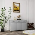 thumbnail image 3 of 50" Wood Buffet Sideboard Kitchen Server Storage Cabinet Cupboard with 3 Drawers and 3 Doors Modern Simple Buffet Cabinet Entryway Console Side Tables for Living Room Dining Room, Gray, 3 of 7