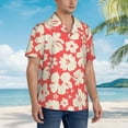 thumbnail image 5 of Balery Beige Flowers Print Men's Hawaiian Shirts Short Sleeve Beach Shirt Relaxed Fit Vacation Button Down Shirts-X-Large, 5 of 9