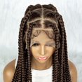 thumbnail image 4 of Full Lace Cornrow Braids Synthetic Lace Front Wig 1B/30 Color Brown 36 Inches Big Square Knotless Box Braids Wig with Baby Hair Braided Wigs for Black Women, 4 of 8