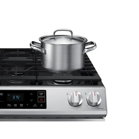 Samsung - 6.0 cu. ft. Front Control Slide-in Gas Range with Wi-Fi, Fingerprint Resistant - Stainless Steel