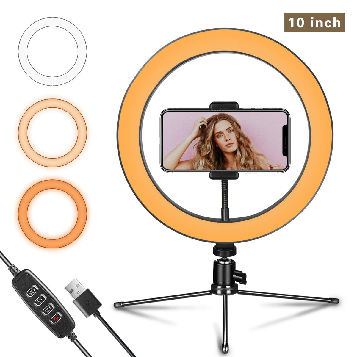 Ring Light 10" with Tripod Stand & Phone Holder for YouTube Video 