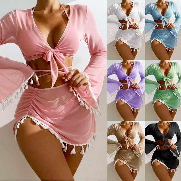 New Sexy Swimsuit for Women Swimwear One Piece Swimsuit with Cover Up Bandeau Hollow Out Beachwear Biquini Female Bodysuit