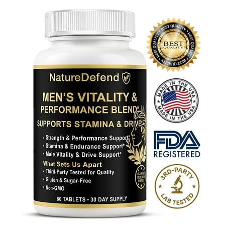 NatureDefend Vitality & Performance, Energy & Stamina Support, 60 Tablets, USA Made