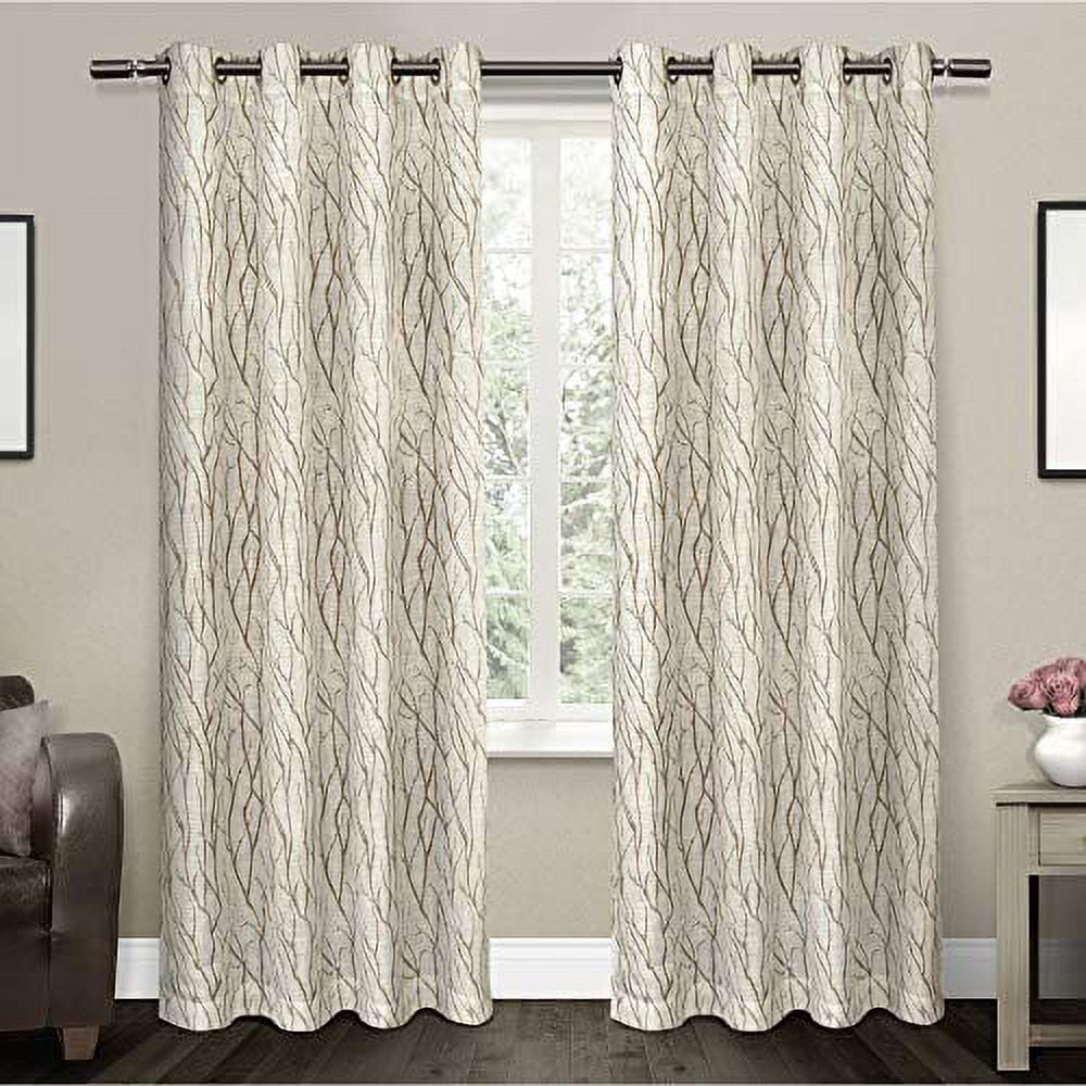Exclusive Home Oakdale Light Filtering Semi-Sheer Textured Linen Grommet Top Curtain Panel Pair, 54"x96", Taupe
