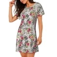 thumbnail image 2 of Yiaed Roses Mixed Zebra Print Women's Loose-Fit Short Sleeve Nightgown, Soft and Comfortable Sleep Dress for Relaxation and Sleepwear, 2 of 6