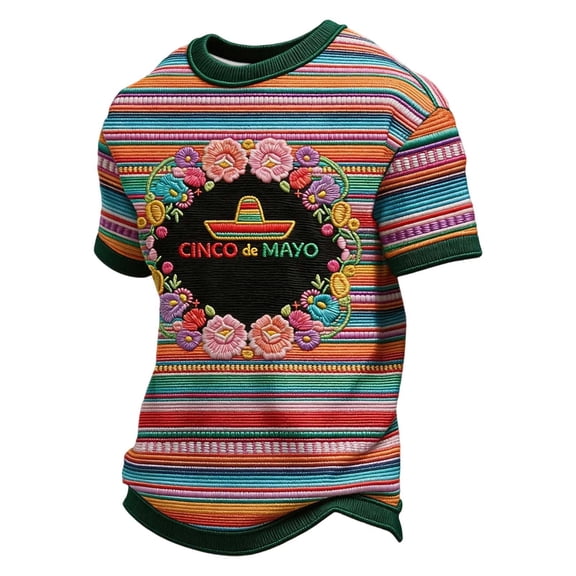 CONZONE Cinco De Mayo Mens T-Shirts Short Sleeve T-Shirts for Men Crew Neck Graphic Mexican May 5Th Tee Tops