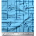 thumbnail image 1 of Soimoi Blue Cotton Duck Fabric Leaves & Geometric Print Sewing Fabric Yard 56 Inch Wide, 1 of 3