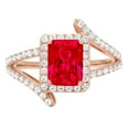 thumbnail image 5 of 1.935 ct Emerald Cut Simulated Ruby Solitaire with Simulated Diamond Accents 18K Rose Gold Womens Engagement Ring, 5 of 6