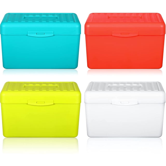 Pieces Index Card Box Flash Card Holder Notecard Box Index Card Organizer Flashcards for Recipes Filing Notes, Addresses and Recipes Red, Yellow, White, Green