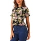 thumbnail image 4 of BLUSA FLORES CON VOLANTES DE INSPIRE CHIC para Mujeres, Manga Corta, Cuello con Volantes, Blusas Casuales, S Negro Rojo, 4 of 5