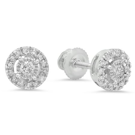 14k Waterfall Collection Dazzlingrock Collection 0.20 Carat (ctw) 14K Round White Diamond Ladies Cluster Style Stud Earrings 1/5 CT, White Gold ()