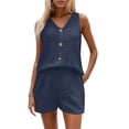 thumbnail image 2 of Short Sets for Women Loose Fit Sleeveless V Neck Tank Top and Shorts 2 Piece Matching Set Summer Loungewear, 2 of 6