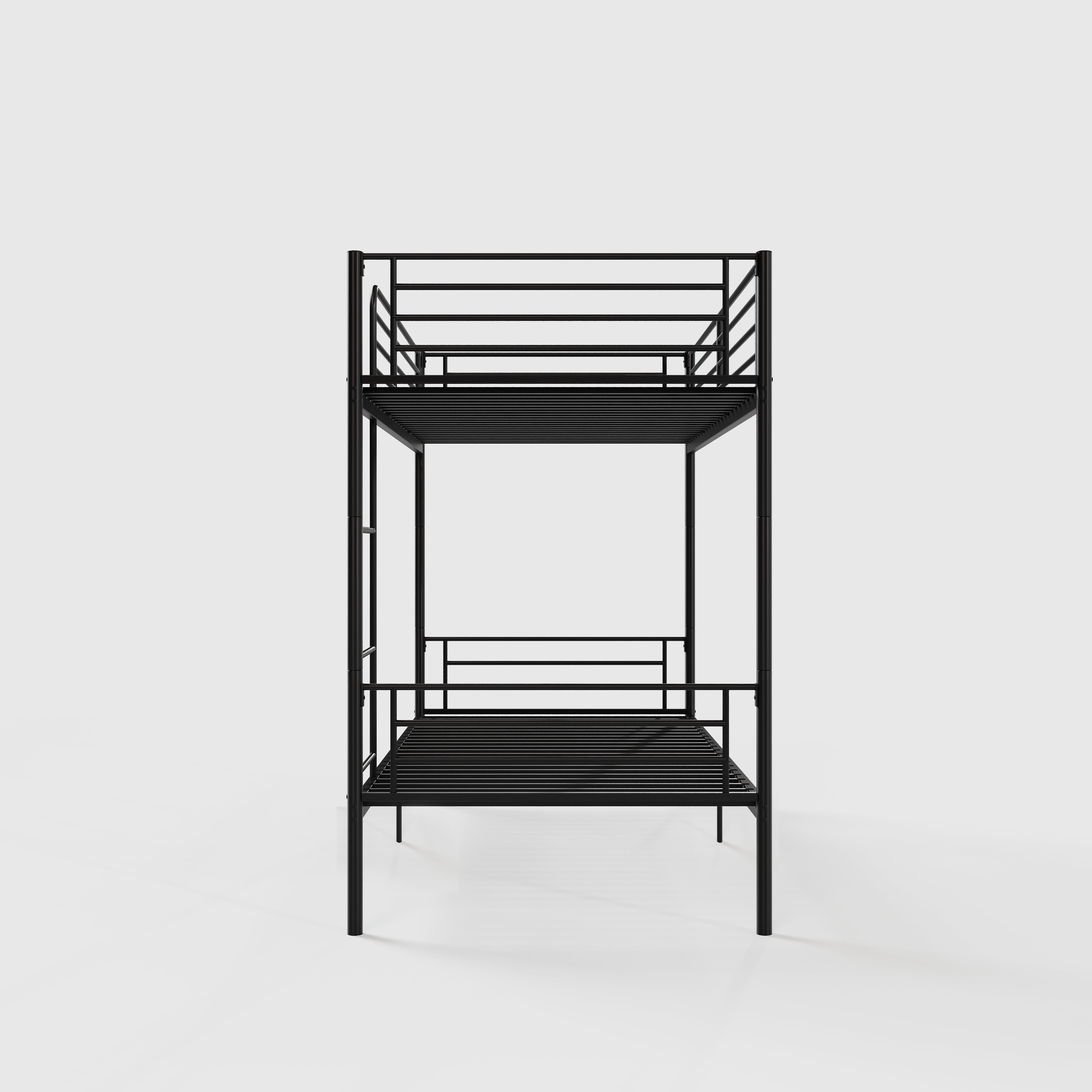 Mintazer Twin Over Twin Detachable Metal Bunk Bed with Ladder & Guardrail for Teen Adult Bedroom Dormitory, Black