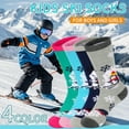 thumbnail image 2 of HYCLES Kids Ski Socks, Long Keen High Thermal Winter Socks for Boys, 2 Pairs Colorful Warm Ski Socks for Children, Soft Breathable Winter Outdoor Ski Socks for Skiing Skating Snowboarding, 2 of 6