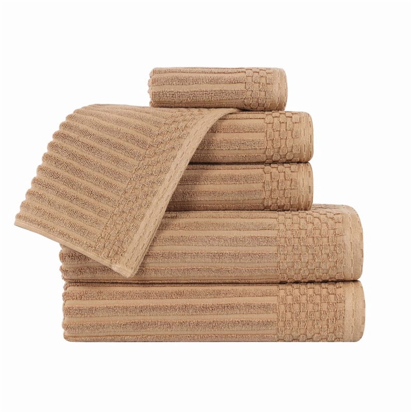 Superior Soho Ribbed Cotton 6-Piece Assorted Towel Set, Coffee