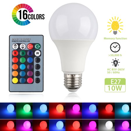 LED Light Bulb, EEEKit E27 10W/15W RGB LED 16 Color Changing Light Bulb Decorative Lights Lamp with Remote Control  for Hotel, Living Room, Shop, (Best Color Changing Led Bulb)