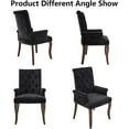 thumbnail image 4 of Tufted Dining Chairs with High Back,Neutral Fabric Upholstered Kitchen Chair with Rustic Solid Wood Legs,Farmhouse Side Chairs with Arms Nailhead Trim for Dining Room (Black, 1PC), 4 of 14