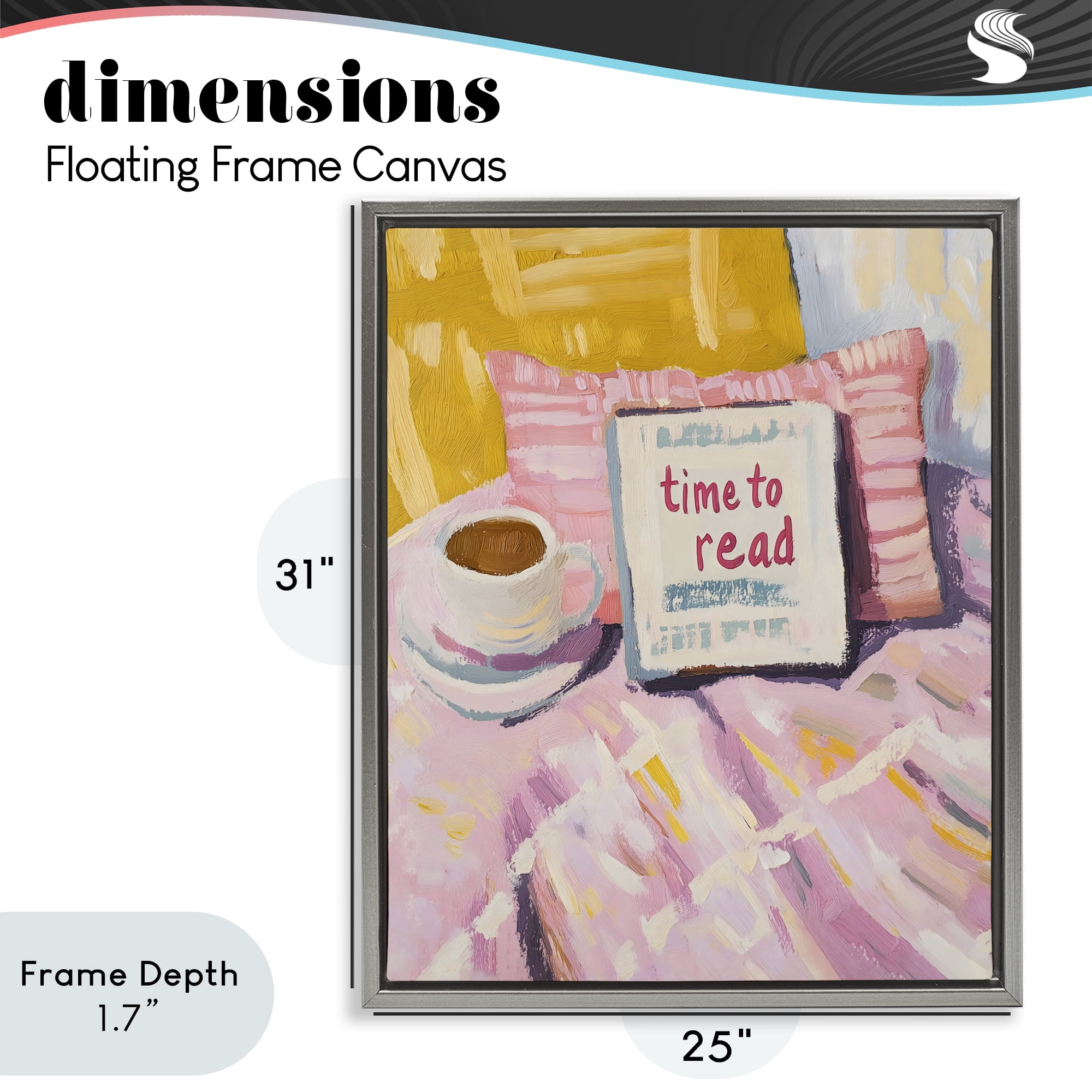 Stupell Industries Time To Read in Morning Gray Framed Floater Canvas Wall Art, design by The Prints Vibe