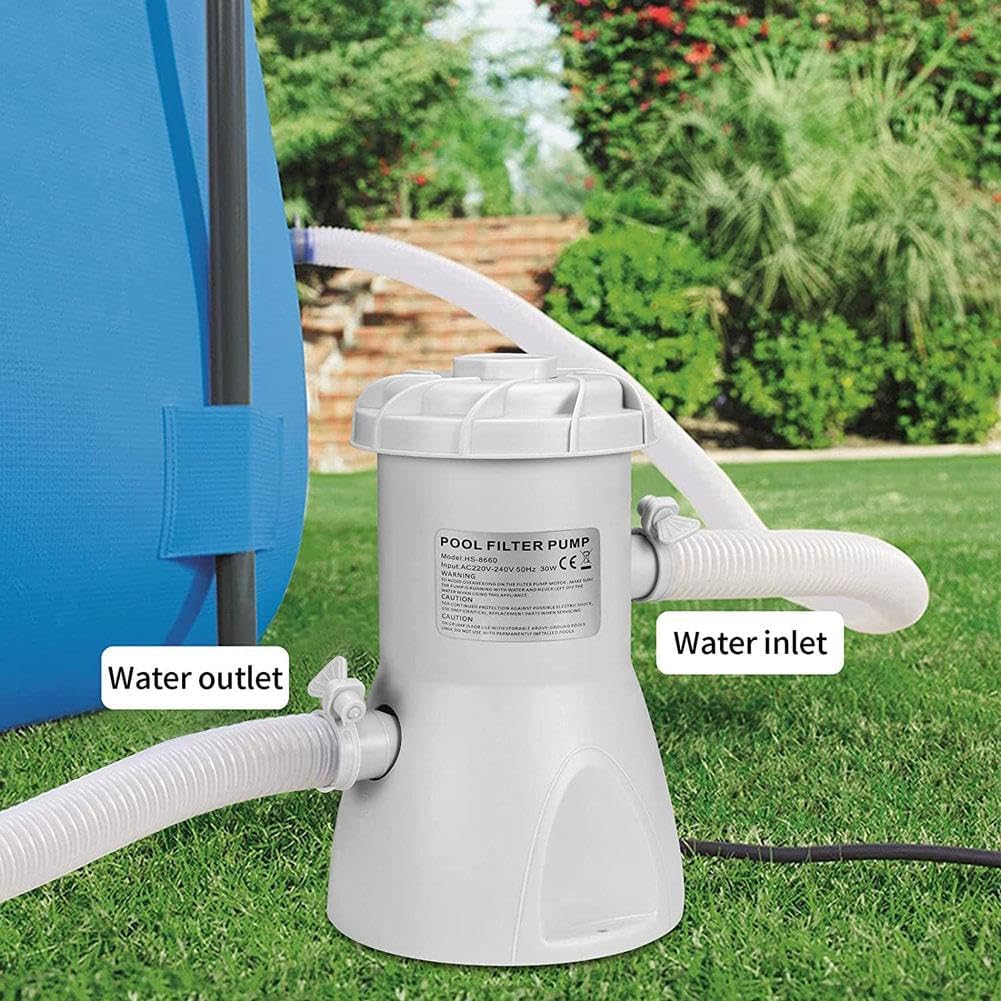 Standard Series Above Ground Pool Filter Pump - 800 GPH Flow Rate | Rapid Circulation & Micro-Debris Filtration, Pool Cartridge Filter Pump System - Keep Water Crystal Clean & Clear