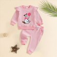 thumbnail image 2 of NOLDARES Baby Kids Girl Outfits Fall Winter Clothing 2pcs Set Long Sleeve Sweatshirt and Pants Clothes(Pink,1-2 Y), 2 of 7