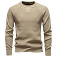 thumbnail image 3 of Mens Crewneck Sweater Waffle Knitted Pullover Sweaters (Beige M), 3 of 3