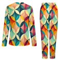 thumbnail image 6 of Color Vintage Geometric Pajamas Autumn Abstract Art Home Oversized Sleepwear Womens Long Sleeve Printed Retro Pajama Set, 6 of 7