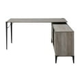 thumbnail image 3 of Zakawani 65" Gray Oak Writing Desk with Cabinet - Black Finish, Composite Wood, 6 Compartments, Study Room Office Furniture, 3 of 6