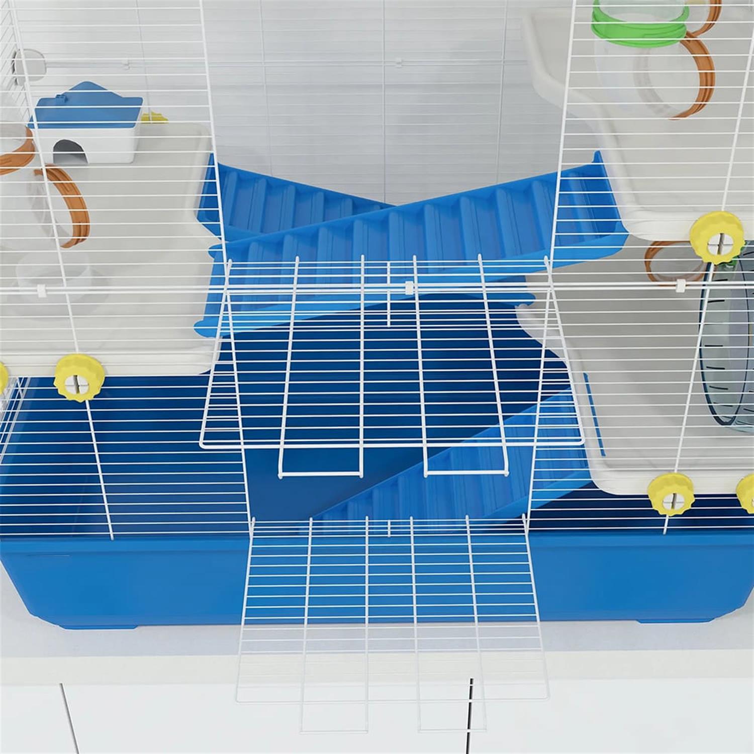 resenkos 30" Large Hamster Cage, Gerbil Cage with Tubes and Tunnels for Syrian Gerbil, 4 Tiers Small Animal Habitats Exercise Wheel, Water Bottle, Blue