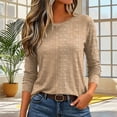 thumbnail image 5 of PBFRDSJ Women's Crew Neck Stripe Blouse, Long Sleeve Textured Casual Top, Relaxed Fit Daily Wear Shirt, Sizes S-5XL, 5 of 6