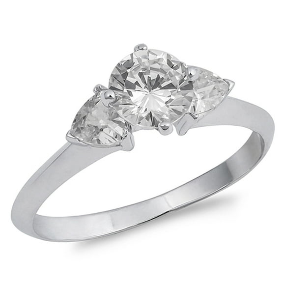 Round Clear Cubic Zirconia Engagement Ring 925 Sterling Silver Band White Jewelry Female Male Size 8