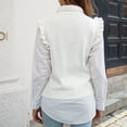 thumbnail image 7 of VSSSJ Women Cute Ruffle Sleeve Crew Neck Cable Knit Tunic Sweater Vest Casual Solid Color Pullover Sleeveless Sweater Tank Tops White S, 7 of 7