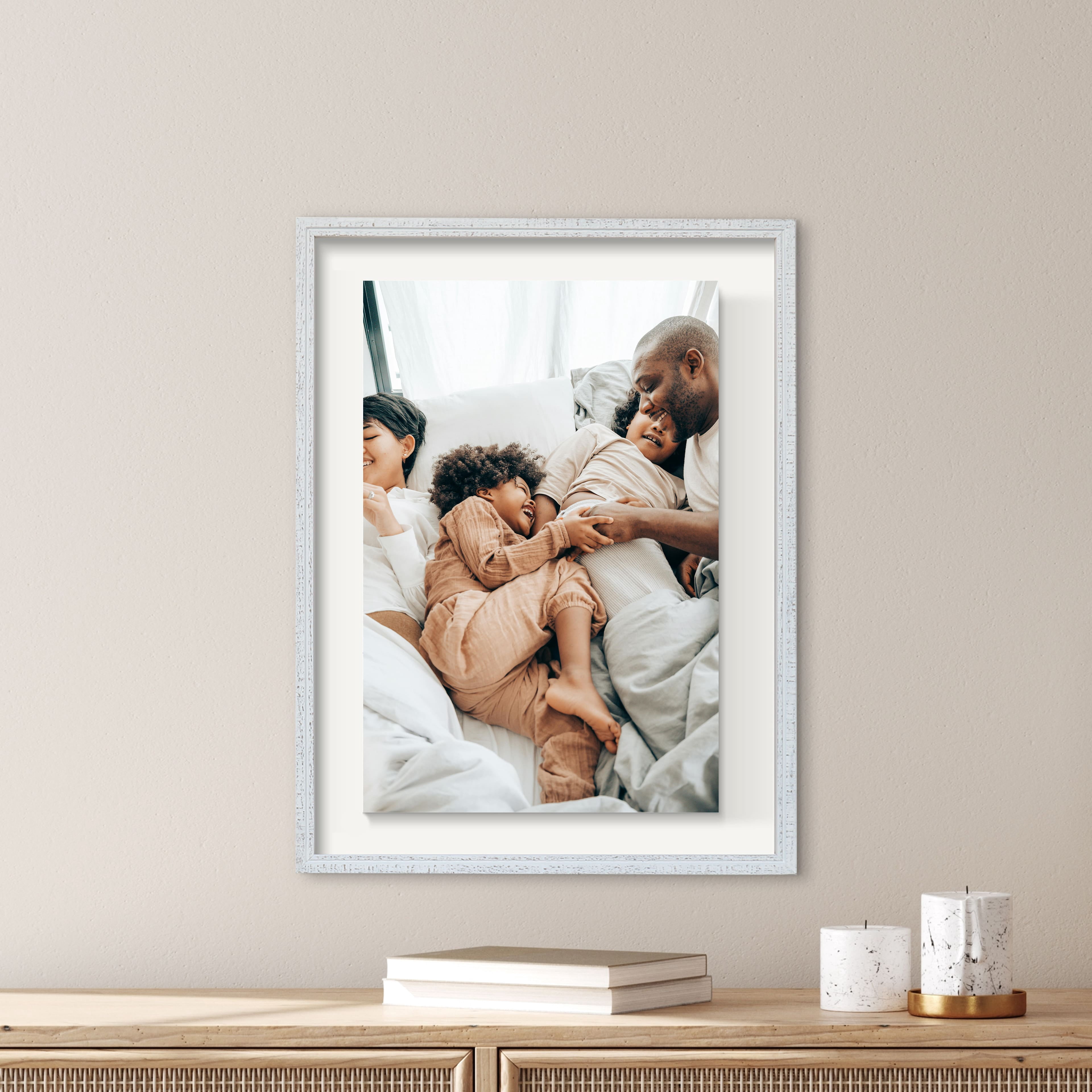 Studio Decor 18" x 24" Home White Distressed Float Picture Frame - Includes Pre-attached Hanging Hardware, Horizontal or Vertical Display - 1 Pack
