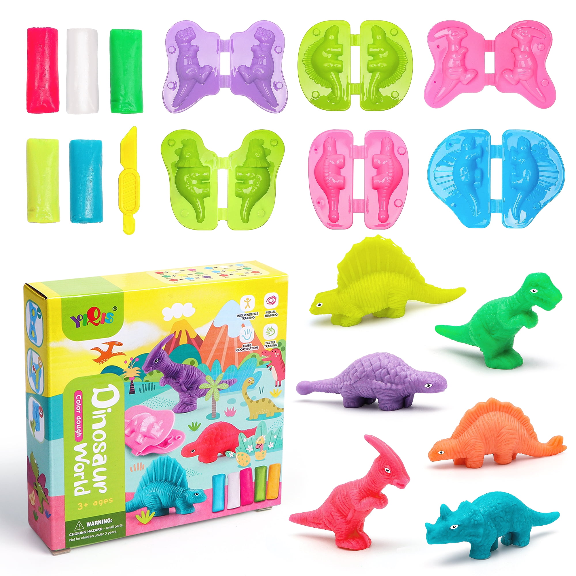 Beefunni Color Clay Dough Dinosaurs Magic Modeling Kit, Multi-color Ultra  Light Play Dough Set, Arts Crafts STEM Toy Gift for Kids
