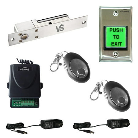 FPC-5438 One Door Access Control 1,700lbs Electric Drop Bolt Fail Safe with Visionis Wireless Receiver and Remote