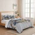 thumbnail image 5 of King Quilt Set 96''x106'', Blue Crab Coastal Lightweight Summer Bedspread Coverlet Set with 2 Pillow Shams, Vintage Beach Nautical Coral Sea Breathable All Season Quilt Bedding for Bedroom/Guest Room, 5 of 9
